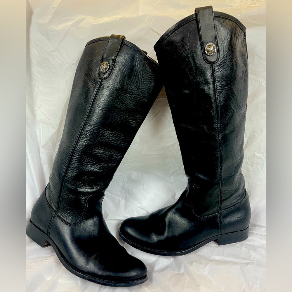 Frye Black Authentic leather Melissa Button Knee High boots EUC size 7b